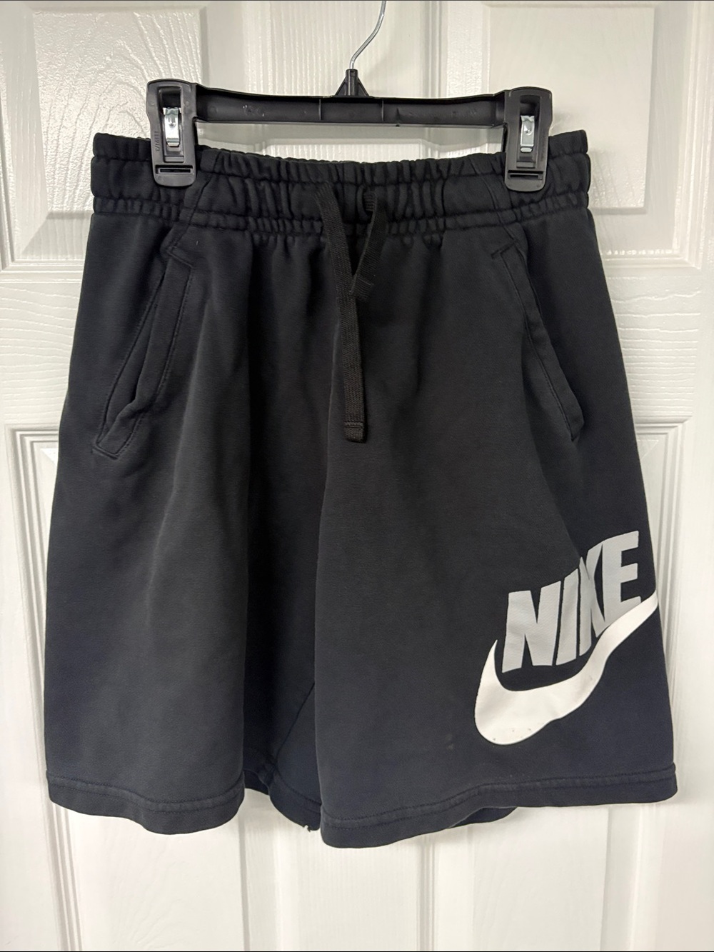 Nike Men’s Black Athletic Shorts with White Logo